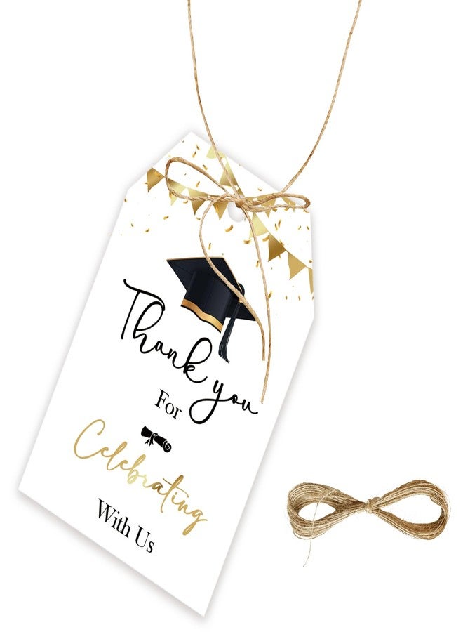 FORSHEEP 50pcs Graduation Thank You Tags, Congrats Grad Gift Tag with String for Class of 2026 Party, Finally Done Thank You Paper Tags for Graduation Party Favors - Image 1